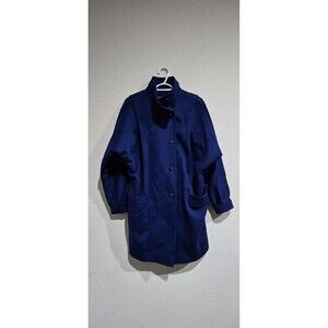 Vintage Fashions by Jill Wool Blue Diamond Trench Coat Collar Union Made Size 22